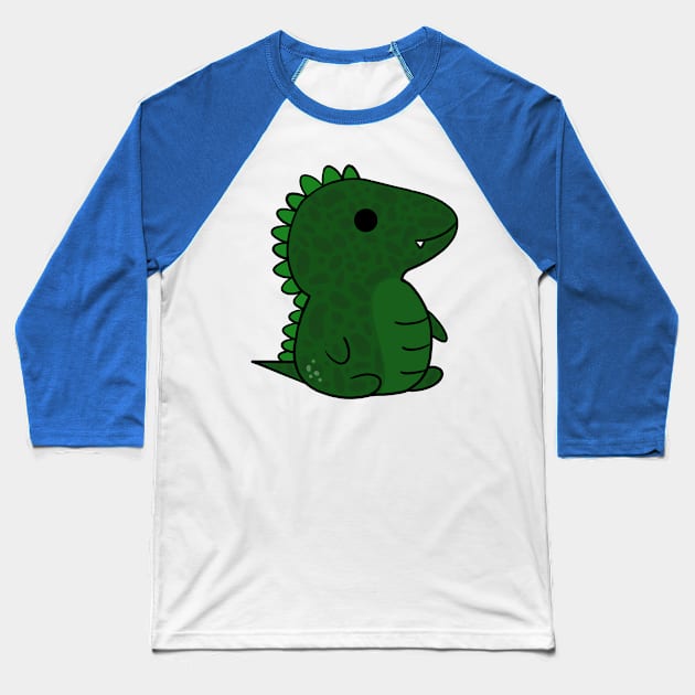 Green Baby Dinosaur Baseball T-Shirt by Lobinha